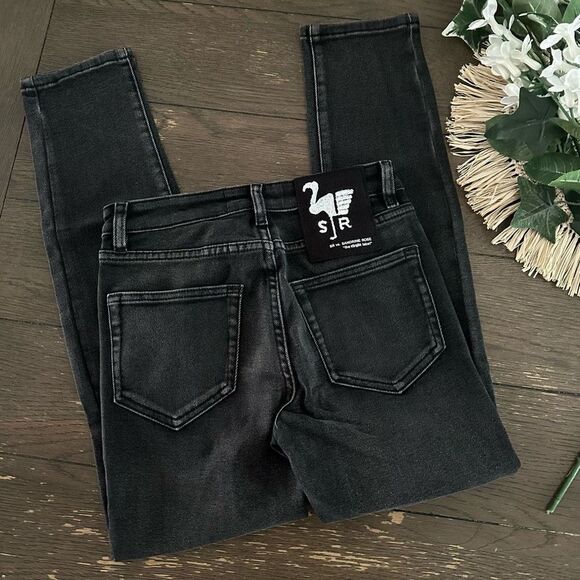 Free People x Sandrine Rose Black Acid Washed Straight Leg Distressed Jeans 24 - Picture 4 of 7